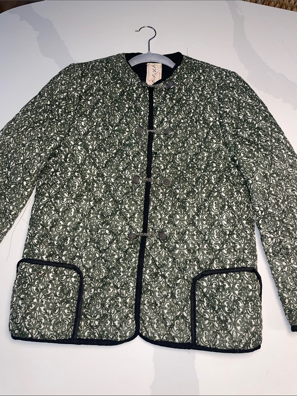 Excel Garment Minneapolis Vintage Quilted Green Patterned Women's Jacket Toggle